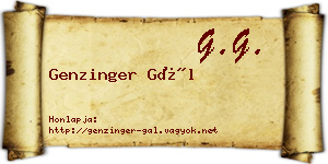Genzinger Gál névjegykártya